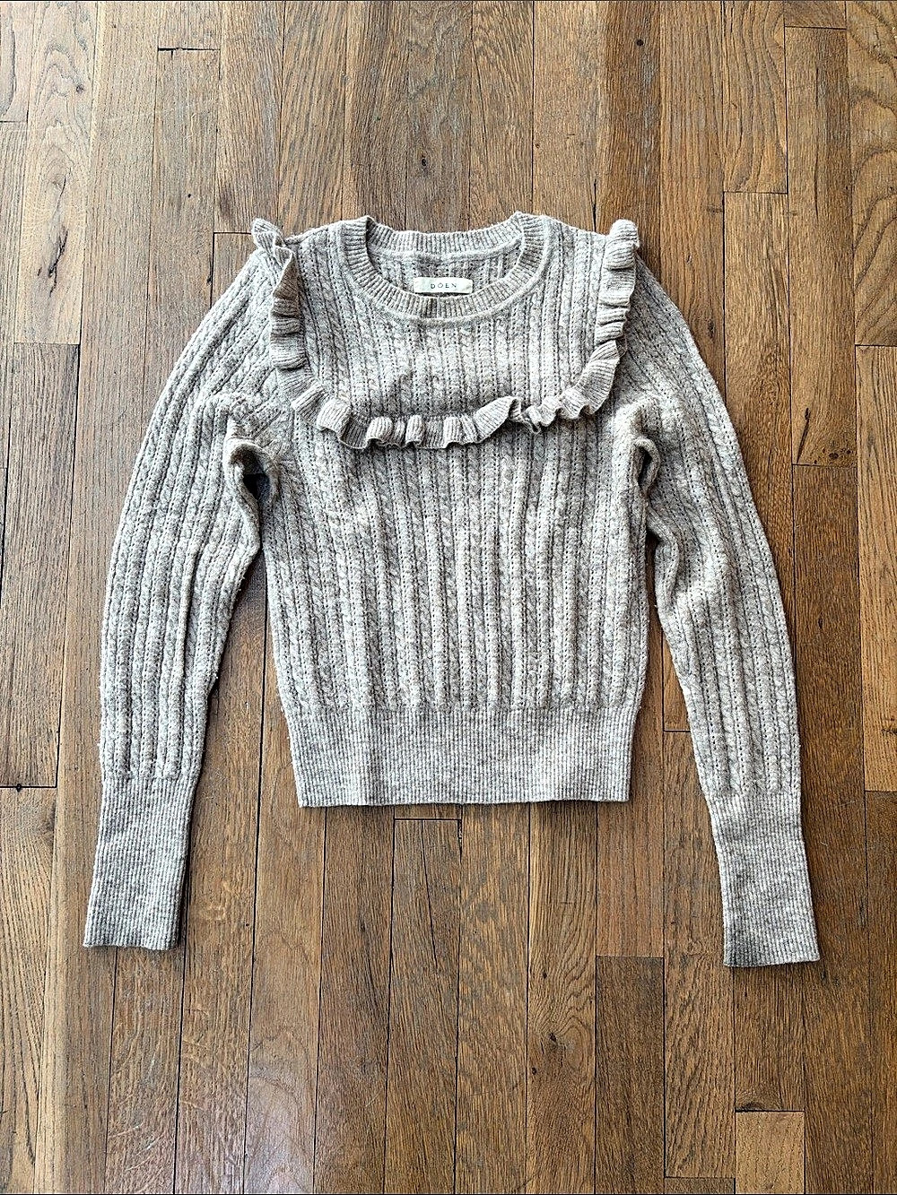 Doen Azaria Sweater Ruffled Rib Knit XS